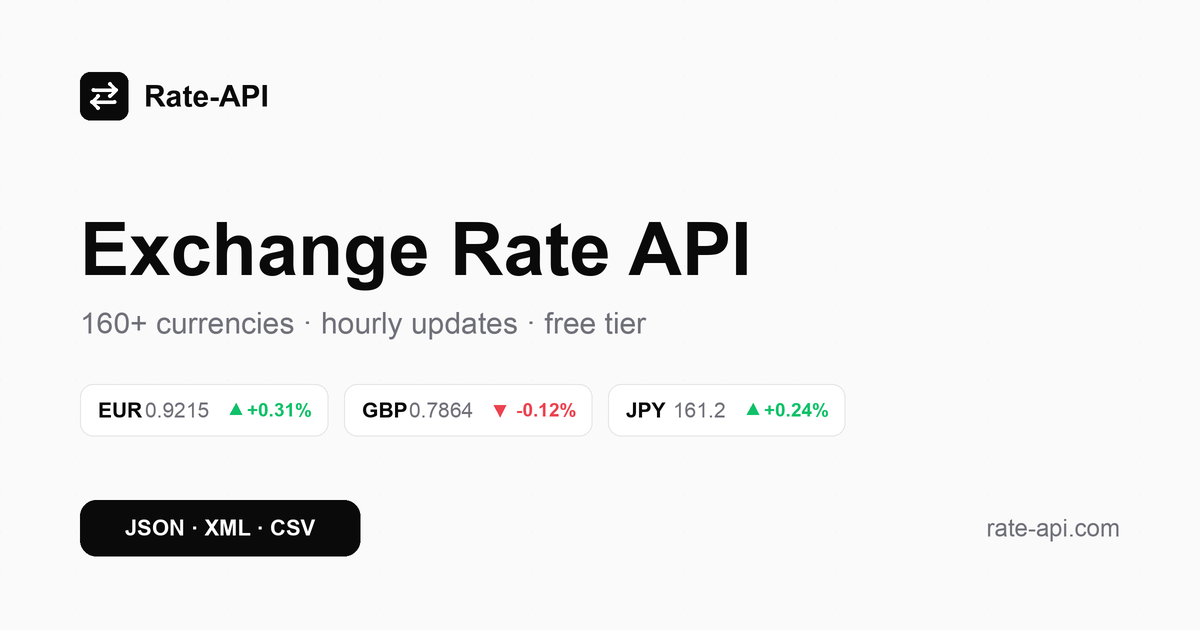 Exchagne Rates Api Rate-API — Free Exchange Rate API for 160+ Currencies